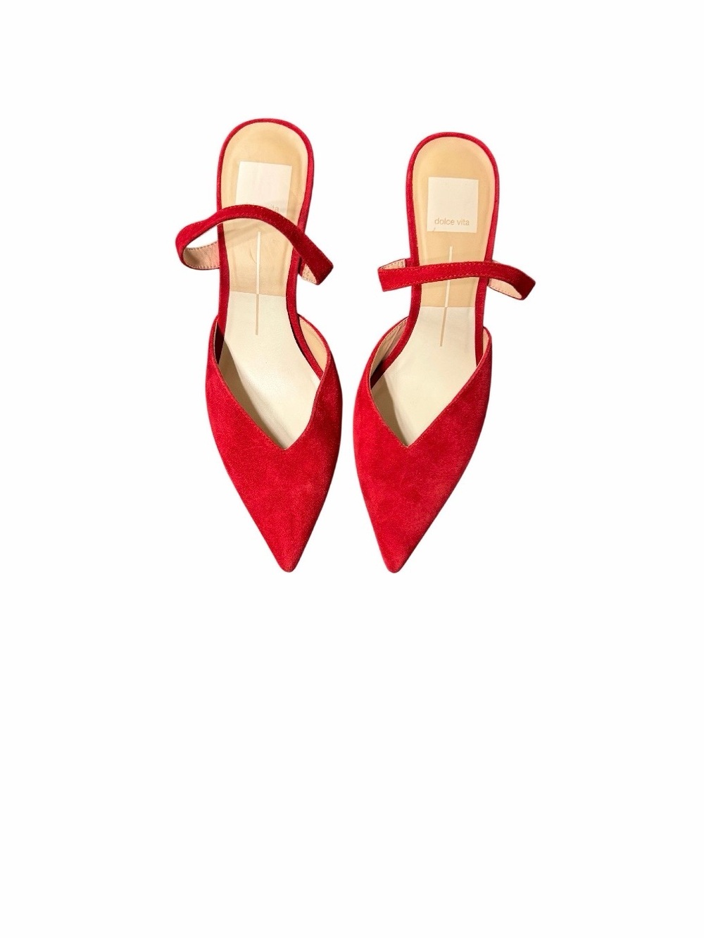 Dolce Vita Red Pointed-Toe Suede Mary Jane Mules